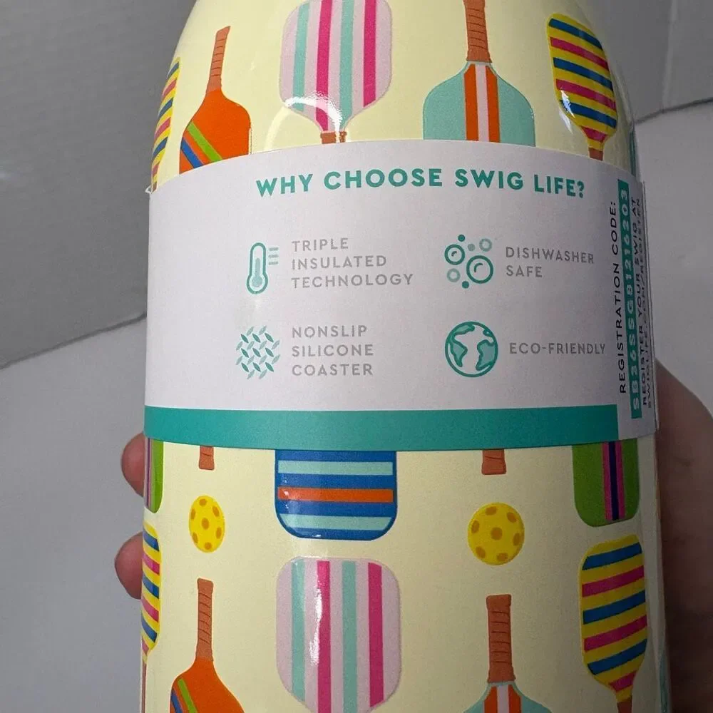 Swig Life 36oz Insulated Water Bottle with Straw and Lid Pickleball NWT